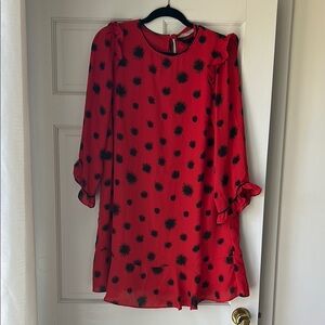 Who What Wear Red and Black Long Sleeve Dress